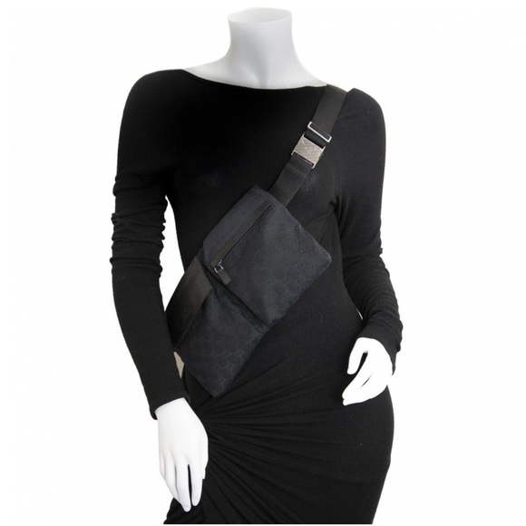 Authentic Gucci black monogram waist bag fanny pack bum bag - Picture 2 of 12